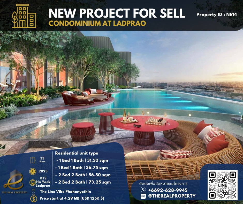 🌲The Line Vibe Phahonyothin ⚡Price start at 4.29 MB Project presale ready to move in 2024 