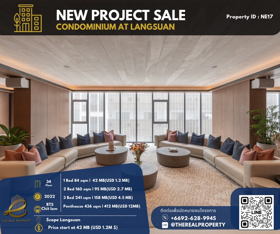 ✨ Ultra Luxury Condo For sale : Scope Langsuan ⚡Price start at 42.00 MB Luxury condominiums New project for sale