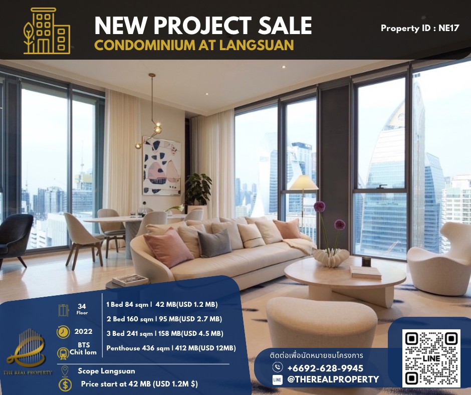 ✨ Ultra Luxury Condo For sale : Scope Langsuan ⚡Price start at 42.00 MB Luxury condominiums New project for sale