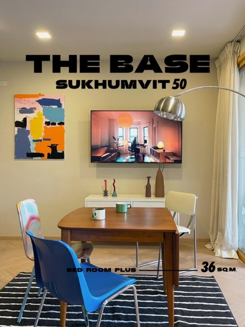 🥦เดอะ เบส สุขุมวิท 50 : THE BASE Sukhumvit 50 🥦 🚝 ติดรถไฟฟ้า BTS อ่อนนุช  🔥 1 ห้องนอนแต่งสวย